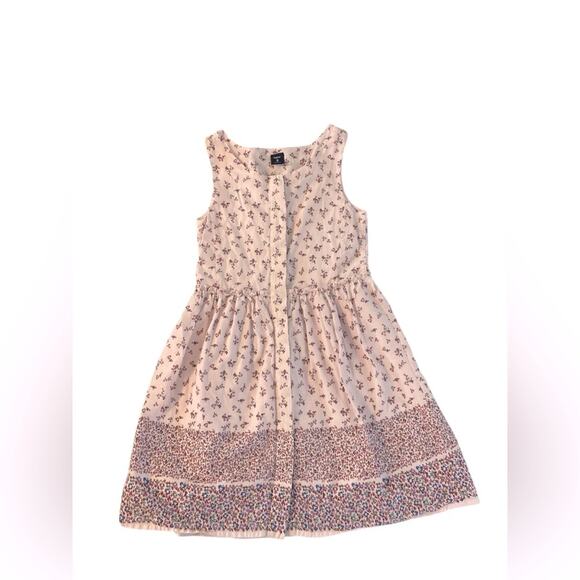Gap Kids Sleeveless Pink Ditsy Peasant Floral Button Front Dress Size 8 - Picture 1 of 8